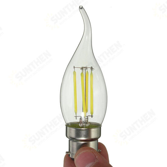 Dimmable AC220V B22 C35 4W Warm White LED Filament COB Retro Edison Light Bulb