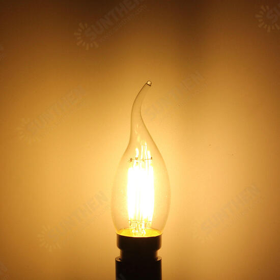 Dimmable AC220V B22 C35 4W Warm White LED Filament COB Retro Edison Light Bulb