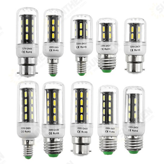 E27 E14 B22 4W 5W 6W SMD 7030 Pure White Warm White LED Corn Light Lamp Bulb AC220V