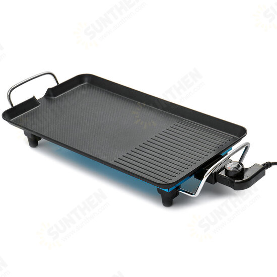 211V Electric BBQ Grill Kitchen Teppanyaki Smokeless Non-stick Surface Adjustable Temperature Grill for Barbecue Tools