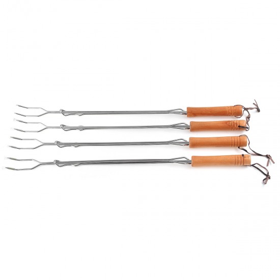 4pcs/set BBQ Stainless Steel Telescopic Barbecue Forks Outdoor Barbecue Tools