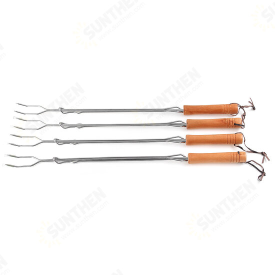 4pcs/set BBQ Stainless Steel Telescopic Barbecue Forks Outdoor Barbecue Tools