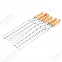 6PCS/Set Stainless Steel Wire BBQ Skewers Wood Handle Grill Roasting Sticks Outdoor Camping BBQ Tool 6PCS/Set Stainless Steel Wire BBQ Skewers Wood Handle Grill Roasting Sticks Outdoor Camping BBQ Tool