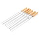 6PCS/Set Stainless Steel Wire BBQ Skewers Wood Handle Grill Roasting Sticks Outdoor Camping BBQ Tool