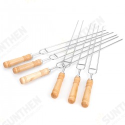 6PCS/Set Stainless Steel Wire BBQ Skewers Wood Handle Grill Roasting Sticks Outdoor Camping BBQ Tool 6PCS/Set Stainless Steel Wire BBQ Skewers Wood Handle Grill Roasting Sticks Outdoor Camping BBQ Tool