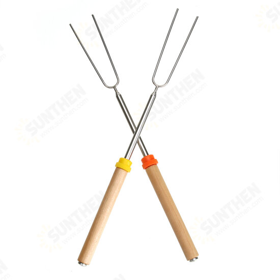 BBQ Roasting Sticks Extendable Design Wooden Handle Smores Kit for Fire Pit Sticks for Fire Pit