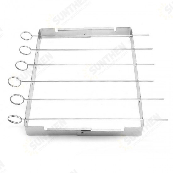 Portable Barbecue BBQ Rack Stainless Steel Skewer Meat Foods Grill Camping Tool