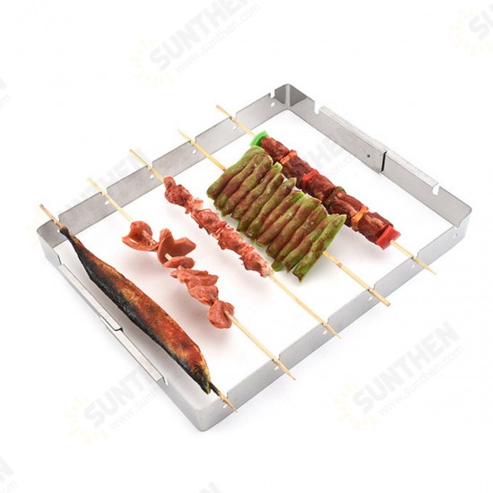 Portable Barbecue BBQ Rack Stainless Steel Skewer Meat Foods Grill Camping Tool