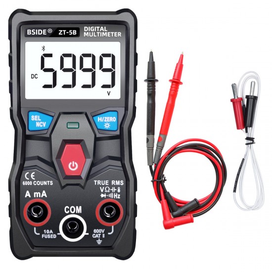 ZT-5B Wireless Digital Multimeter Fully Auto-Ranging True RMS 6000 Counts Voltage Amp Ohm Hz NCV Diode Capacitance Temperature Tester with Flashlight