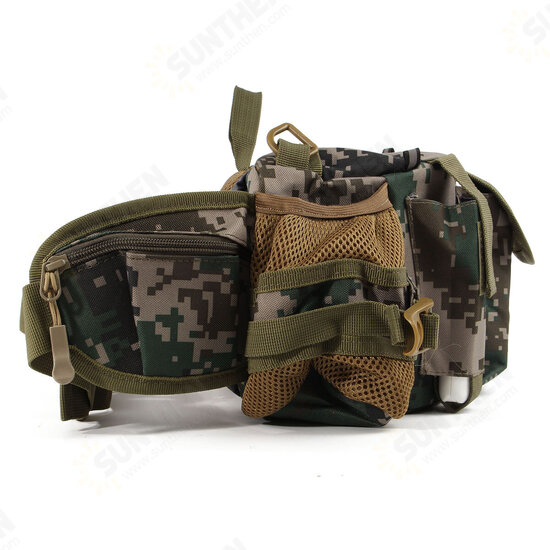 1000D Nylon Cycling Waist Bag Portable Storage Bag Shoulder Bag Double Kettle Side Bag for Camping Biking Climbing Fishing