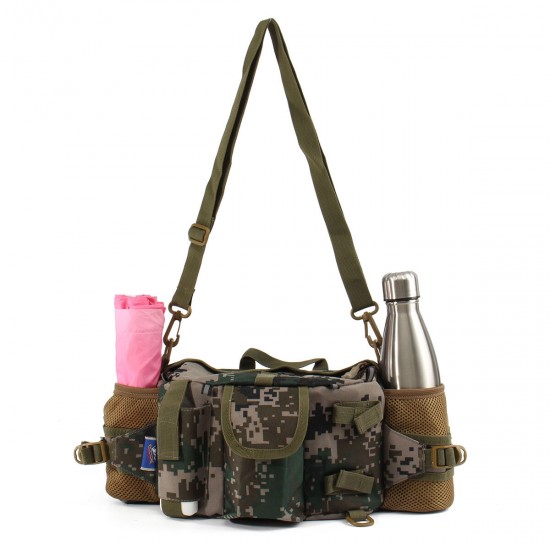 1000D Nylon Cycling Waist Bag Portable Storage Bag Shoulder Bag Double Kettle Side Bag for Camping Biking Climbing Fishing