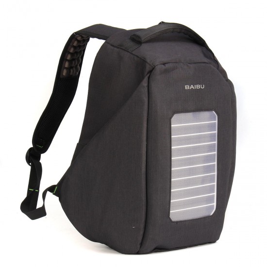 16 inch Waterproof Solar Panel Backpack Laptop USB Charger Outdoor Travel Camping Bags