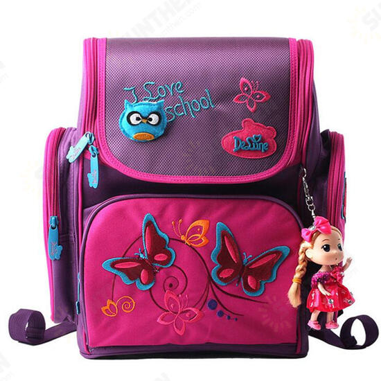 18L Girls Kids Cartoon School Bag Reflective Safety Waterproof Children Backpack With Doll Pendant