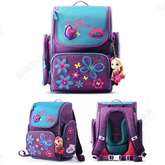 18L Girls Kids Cartoon School Bag Reflective Safety Waterproof Children Backpack With Doll Pendant