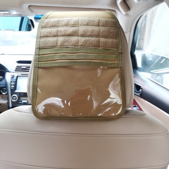 2-in-1 600D Polyester Car Seat Organizer Multi-Pocket Seat Head Cover Cushion Tactical Storage Bag