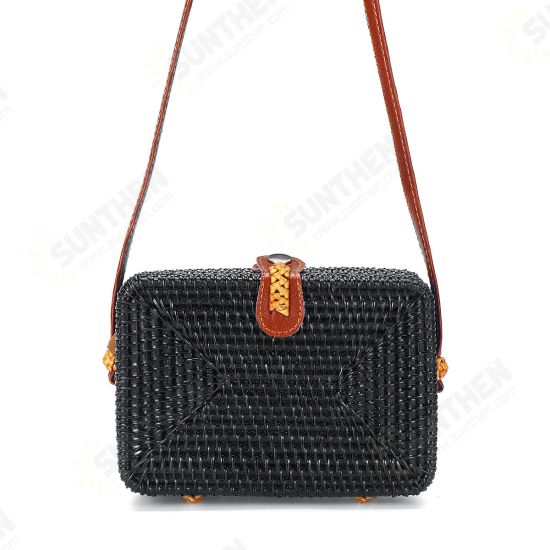 2L Straw Bag Rattan Woven Crossbody Beach Bag Handbag Outdoor Travel