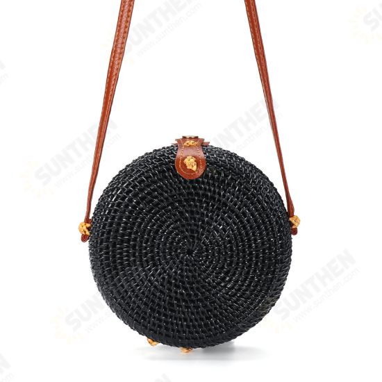 2L Straw Bag Rattan Woven Crossbody Beach Bag Handbag Outdoor Travel