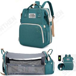 3 IN 1 Diaper Bag & Baby Crib Backpack Foldable Nappy Mommy Bags For Mom Dad With External USB Interface 3 IN 1 Diaper Bag & Baby Crib Backpack Foldable Nappy Mommy Bags For Mom Dad With External USB Interface