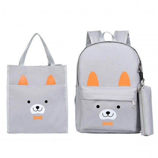 3 Pcs School Bag Sets Canvas Backpack Shoulder Bags Handbag Camping Travel Bag With Pencil Case