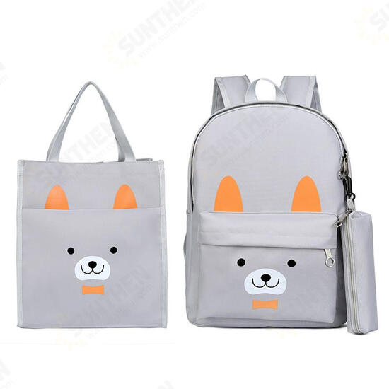 3 Pcs School Bag Sets Canvas Backpack Shoulder Bags Handbag Camping Travel Bag With Pencil Case