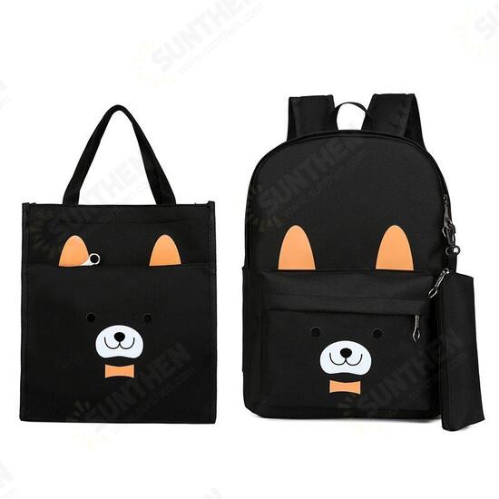 3 Pcs School Bag Sets Canvas Backpack Shoulder Bags Handbag Camping Travel Bag With Pencil Case