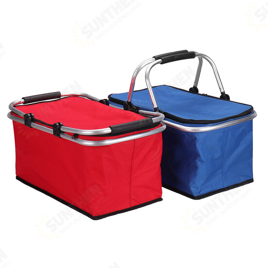 30L Waterproof Folding Picnic Lunch Bag Camping Insulated Bag Cooler Hamper Storage Basket Bag Box With Handle For Outdoor Picnic