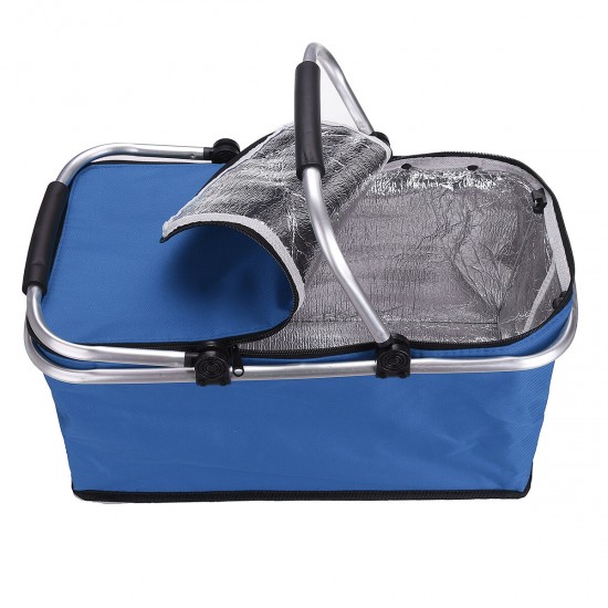 30L Waterproof Folding Picnic Lunch Bag Camping Insulated Bag Cooler Hamper Storage Basket Bag Box With Handle For Outdoor Picnic