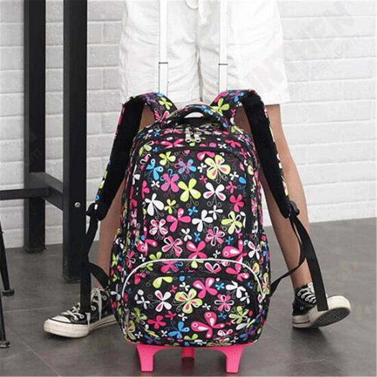 38L 6 Wheels Removable Luggage Trolley Backpack Rucksack Student School Bag Outdoor Travel