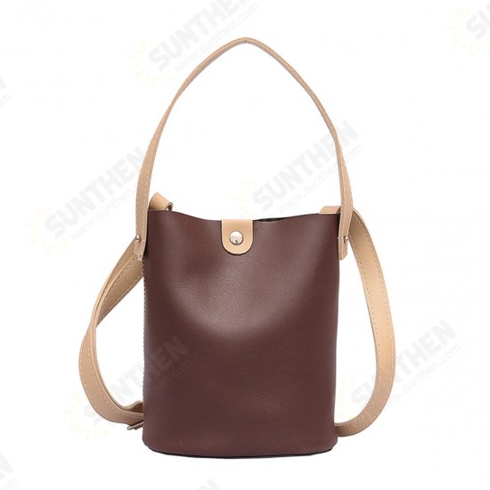 3.8L Women PU Leather Bucket Bag Portable Handbag Leisure Shoulder Bag Outdoor Travel