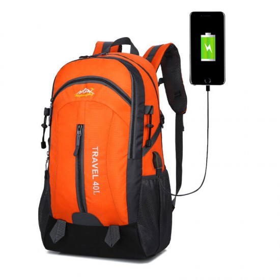 40L Climbing Nylon Backpack Waterproof USB Sports Travel Hiking Climbing Unisex Rucksack