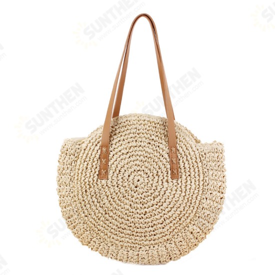 43 x 10 x 62cm Round Straw Beach Bag Woven Shoulder Bag Handbag