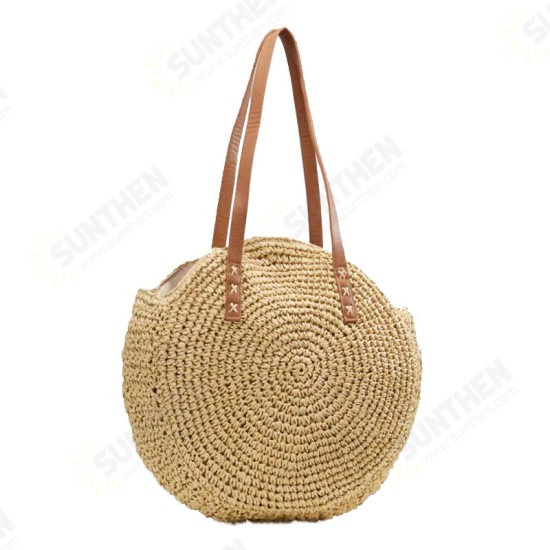 43 x 10 x 62cm Round Straw Beach Bag Woven Shoulder Bag Handbag