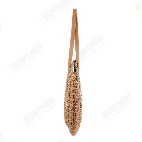 43 x 10 x 62cm Round Straw Beach Bag Woven Shoulder Bag Handbag