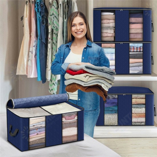 4PCS Large Capacity Clothes Storage Bags Comforter Blanket Closet Organizer Boxes