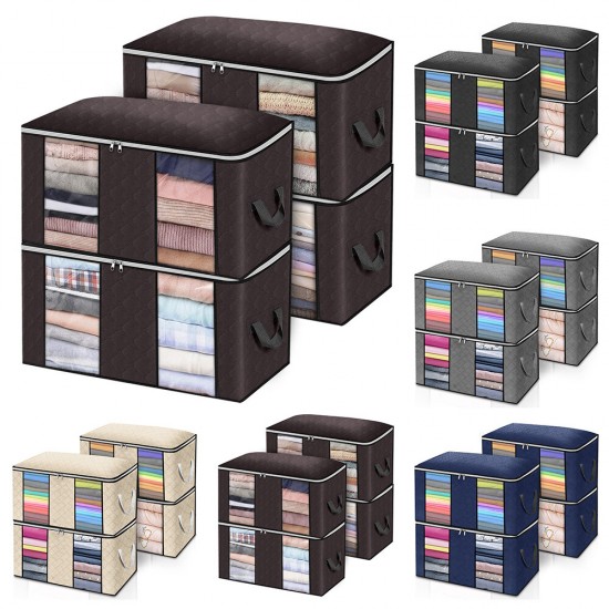 4PCS Large Capacity Clothes Storage Bags Comforter Blanket Closet Organizer Boxes