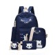 5Pcs/set Canvas Backpack Cat Large Capacity School Bags Camping Multi-function Travel Bag