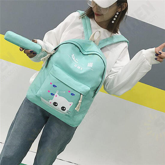 5Pcs/set Canvas Backpack Cat Large Capacity School Bags Camping Multi-function Travel Bag 5Pcs/set Canvas Backpack Cat Large Capacity School Bags Camping Multi-function Travel Bag