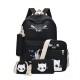 5Pcs/set Canvas Backpack Cat Large Capacity School Bags Camping Multi-function Travel Bag