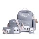 5Pcs/set Canvas Backpack Cat Large Capacity School Bags Camping Multi-function Travel Bag