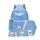 5Pcs/set Canvas Backpack Cat Large Capacity School Bags Camping Multi-function Travel Bag