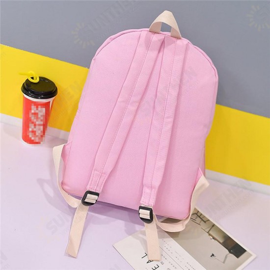 5Pcs/set Canvas Backpack Cat Large Capacity School Bags Camping Multi-function Travel Bag