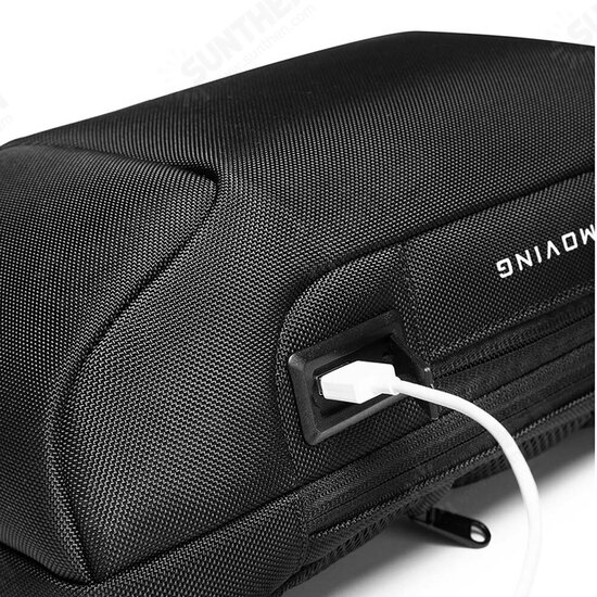 BG-22085 Oxford Cloth Sling Chest Bag USB External Charging Port Waterproof Crossbody Bag Breathable Anti-theft Zipper Shoulder Bag for Camping Travel