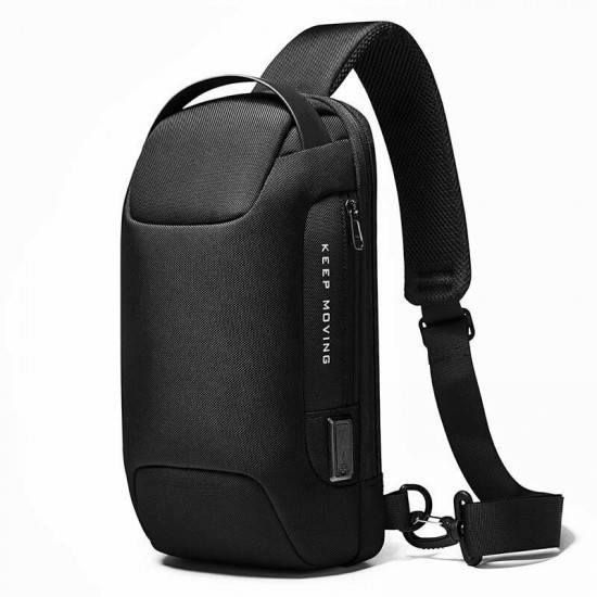 BG-22085 Oxford Cloth Sling Chest Bag USB External Charging Port Waterproof Crossbody Bag Breathable Anti-theft Zipper Shoulder Bag for Camping Travel