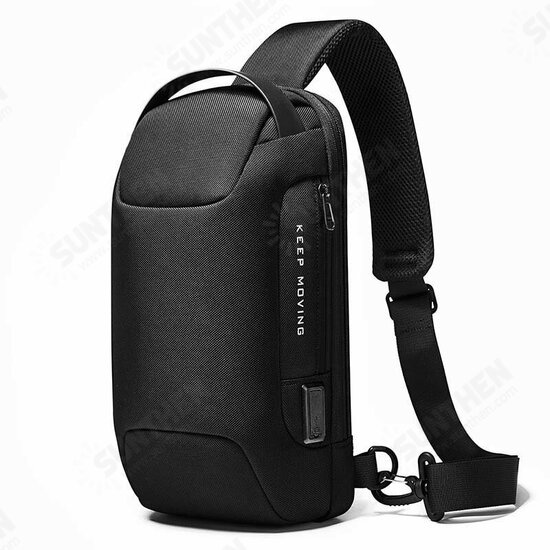 BG-22085 Oxford Cloth Sling Chest Bag USB External Charging Port Waterproof Crossbody Bag Breathable Anti-theft Zipper Shoulder Bag for Camping Travel