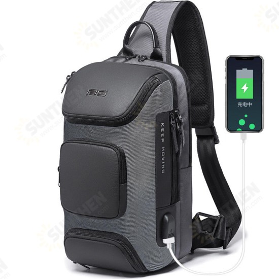 BG-7086 8L Men Sling Bag with USB Charging Port Oxford Cloth Chest Shoulder Crossbody Bag Oxford Cloth Multipurpose Travel Rucksack