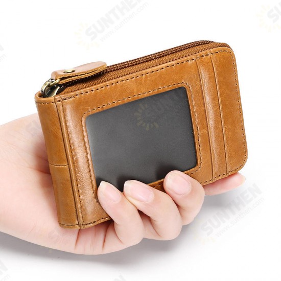 Card Holder Card Bag Wax Leather Certificate Package Bank Card Bus Card Sets