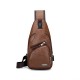 Casual Outdoor Travel USB Charging Port Sling Bag Leather Chest Bag Crossbody Bag