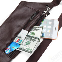 Fanny pack leather belt bag hole for headphones waist pack fishing bag sport Fanny pack leather belt bag hole for headphones waist pack fishing bag sport