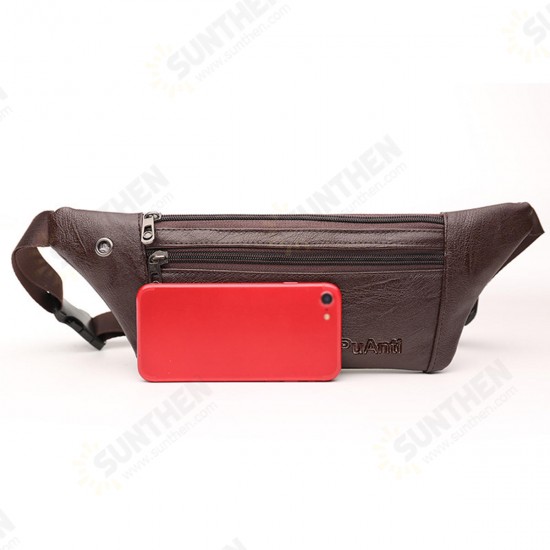 Fanny pack leather belt bag hole for headphones waist pack fishing bag sport