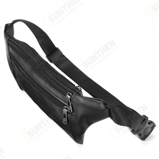 Fanny pack leather belt bag hole for headphones waist pack fishing bag sport